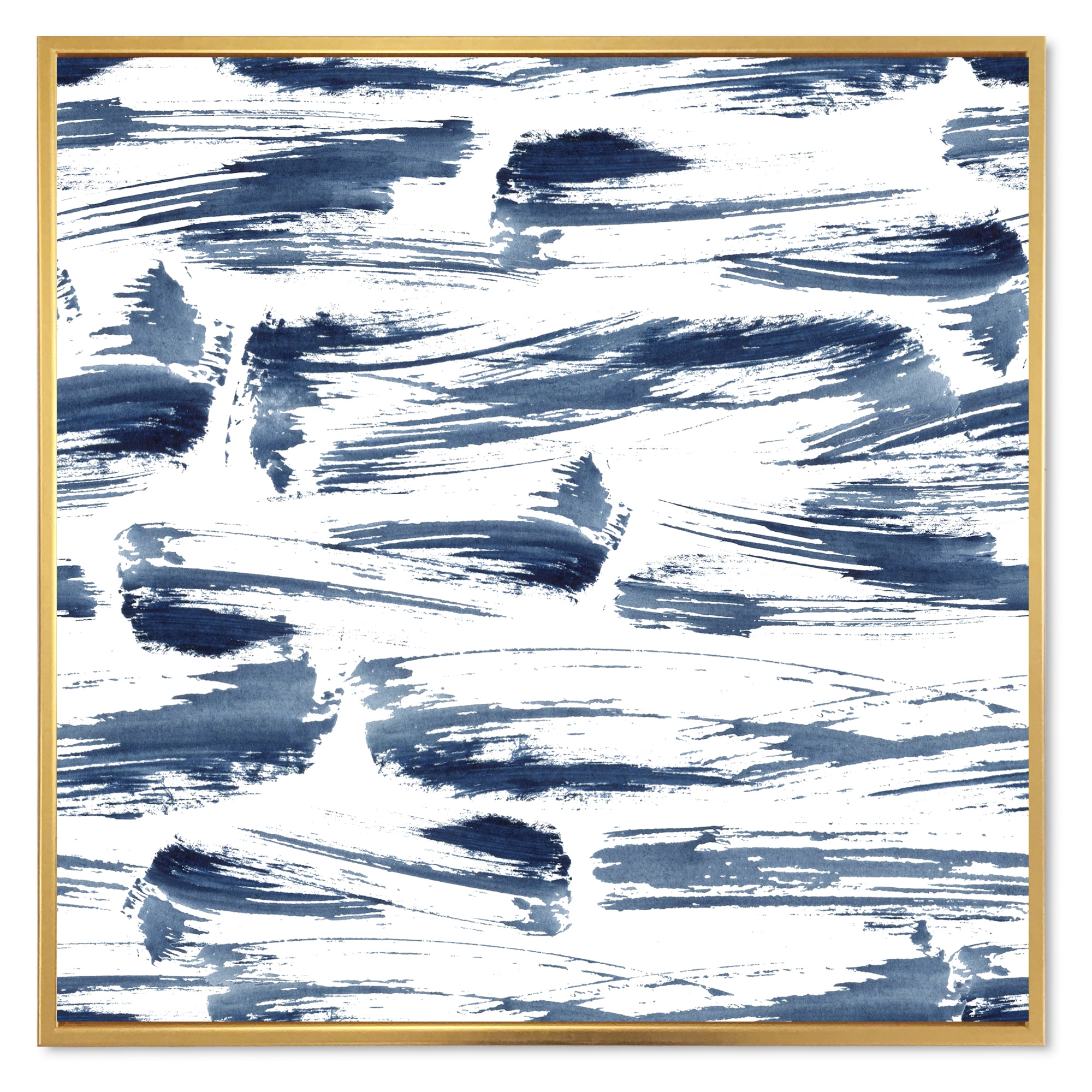 Blue Abstract Aquatic Texture 36 in x 36 in Framed Painting Canvas Art Print, by Designart