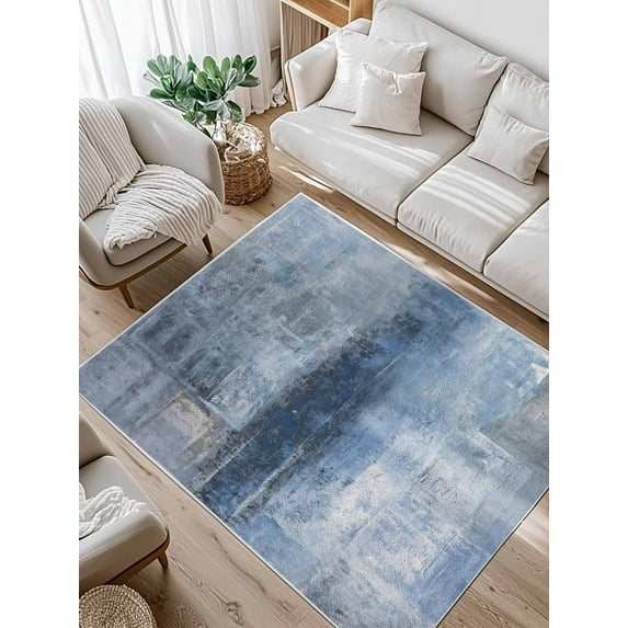 Blue Abstract Area Rug for Bedroom 3x5 Ft Vintage Graffiti Mottled Texture Super Soft fuzzy Throw Rug Non-Slip Fluffy Plush Indoor Floor Carpet for Living Room Nursery Home Decor