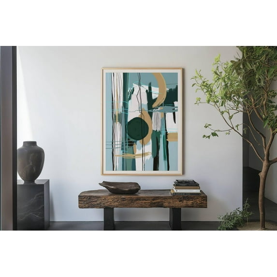 Blue Abstract Art Light Blue Prints Blue Green Contemporary Modern Living Room Decor Prints Navy Blue Wall Art Home Decor #898, Unframed Canvas Size 12x18