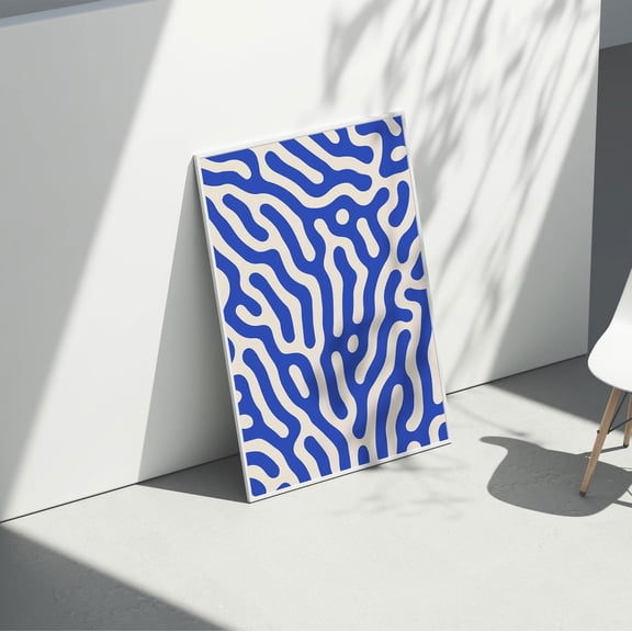 Blue Abstract Art Poster, Male Teen Room Decor, Cerulean Blue Cool Wall Art, Able, Funky Artwork, Boys Bedroom Art, Unframed Poster Size 24x36