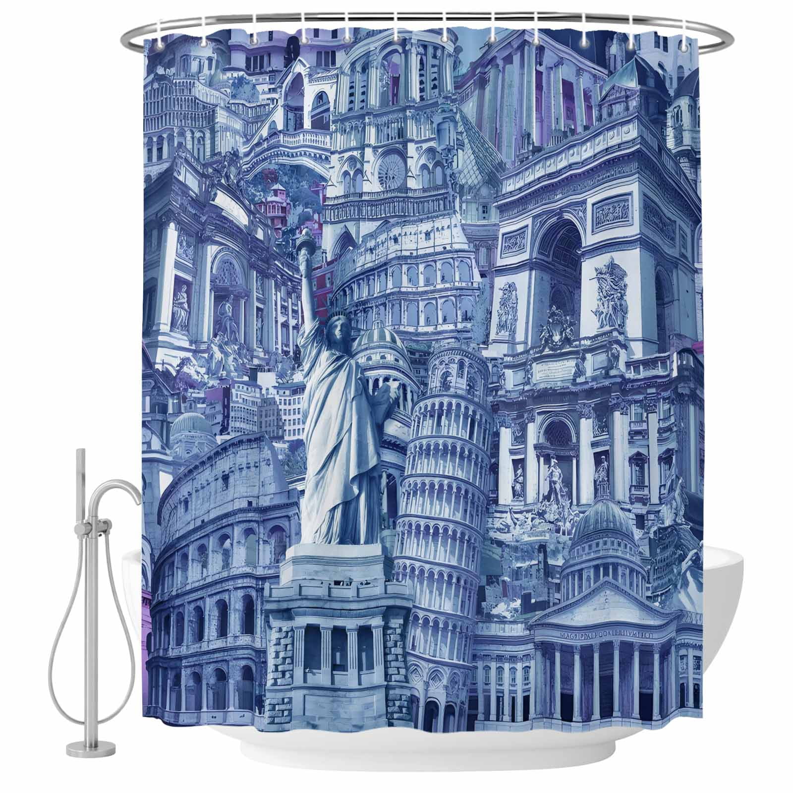 Blue Abstract Art Shower Curtain for Bathroom, Classical World-famous ...