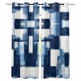 thumbnail image 1 of Blue Abstract Blackout Curtains for Bedroom Living Room Darkening Curtains 63 Inches Long Modern White Brush Texture Ombre Window Curtain 2 Panels Set Window Treatment Grommet Drapes 42"x63", 1 of 9