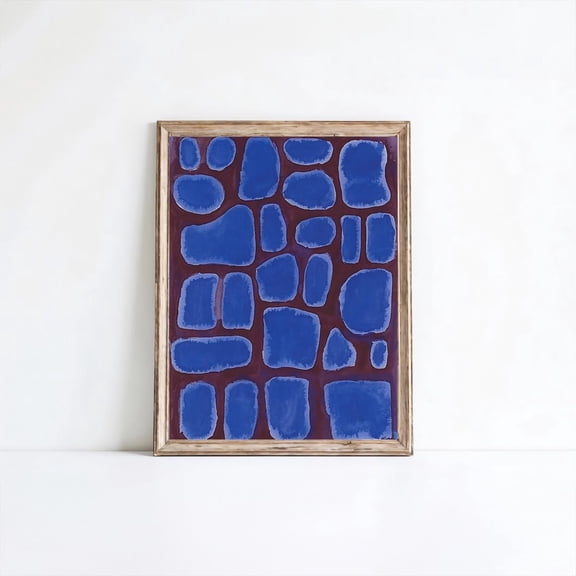 Blue Abstract Boho Wall Art Print, Timeless Eclectic Home Decor