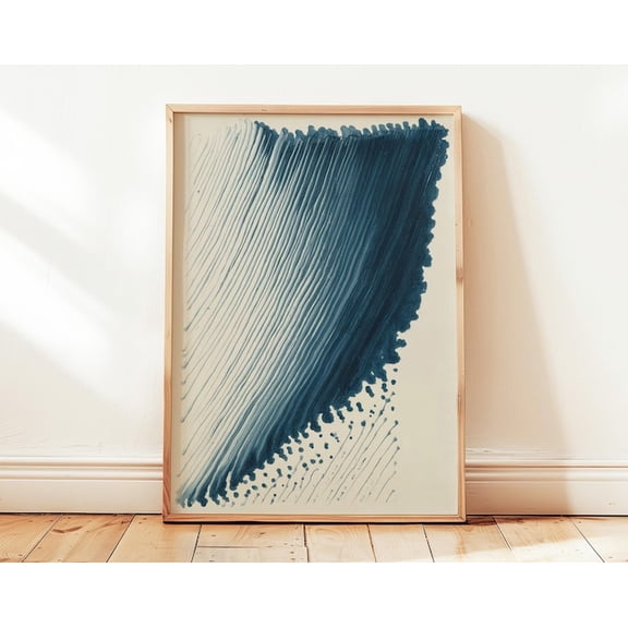 Blue Abstract Brushstroke Minimalist Wall Art Print, Unframed Paper Poster 24x36in