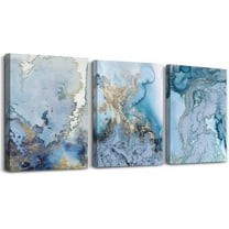 Blue Abstract Canvas Wall Art For Living Room Bedroom Wall Decor Office Canvas Pictures Watercolor Wall Paintings Bathroom Home Decoration Wall Posters Canvas Prints Artwork 12'' X 16'' 3 Piece Set