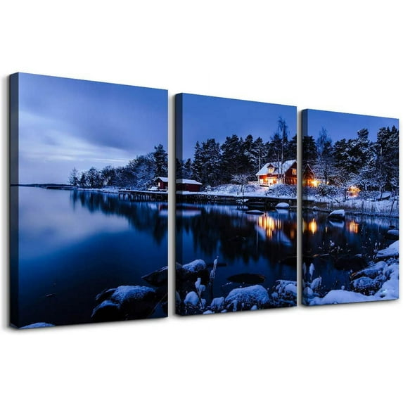Blue Abstract Canvas Wall Art For Living Room Bedroom Wall Decor Office Pictures Watercolor Wall Paintings Bathroom Home Decoration Posters Prints Artwork 12'' X 16'' 3 Piece Set