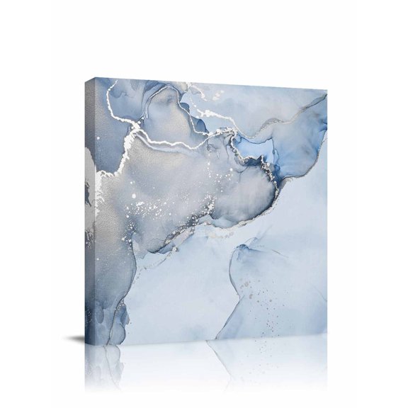 Blue Abstract Canvas Wall Art, Marble Fluid Art Water Ripples Framed Wall Decor Modern Artwork Prints Painting for Living Room, Bedroom, Kitchen & Cafe Decor 24x24 Inch