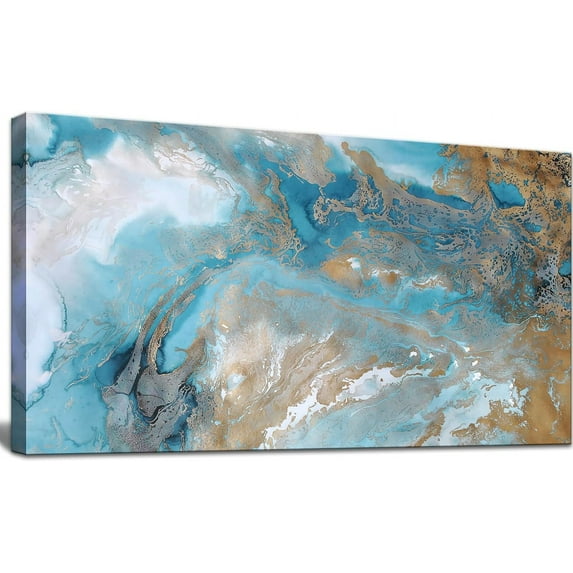 Blue Abstract Canvas Wall Art Nordic Minimalist Painting Decor Modern Aesthetic Artwork Picture for Living Room Bedroom Office Decoration