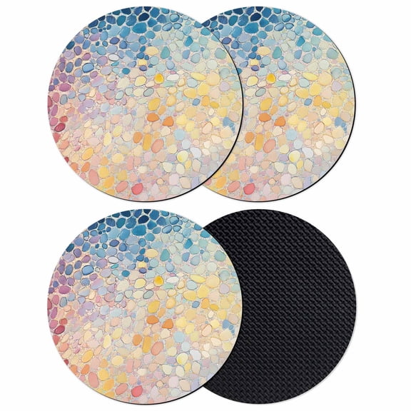 Blue Abstract Coasters Set of 4, Soft Absorbent Coasters for Drinks, Orange Yellow Gradient Stone Brushwork Non-Slip Cup Coaster Mat with Rubber Bottom for Home Kitchen Desk Coffee Bar Table Decor 4"
