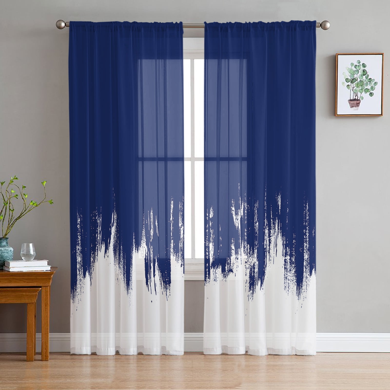 Blue Abstract Colors Sheer Curtains for Living Room Bedroom Home r ...