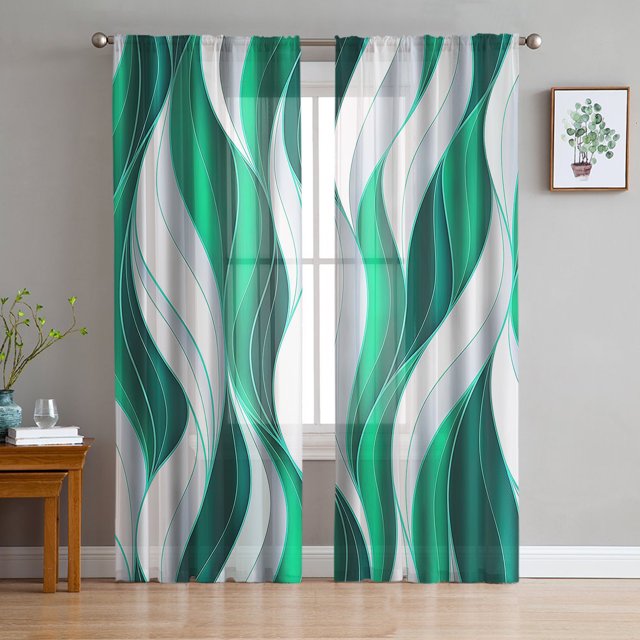 Blue Abstract Colors Sheer Curtains for Living Room Bedroom Home r