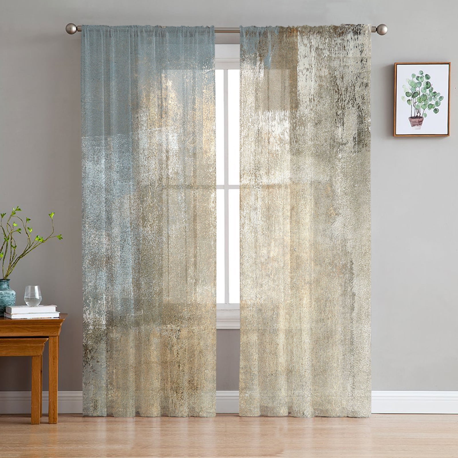 Blue Abstract Colors Sheer Curtains for Living Room Bedroom Home r