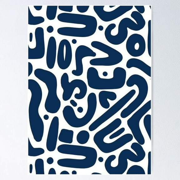 Blue Abstract Design Poster Wall Art, Modern Wall Decor For Living Room Bedroom, 8x12 UNFRAMED