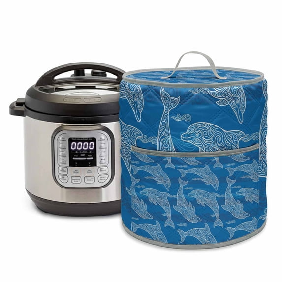 Blue Abstract Dolphin Rice Cooker Cover 8 Quart Curves Ocean Waves ...
