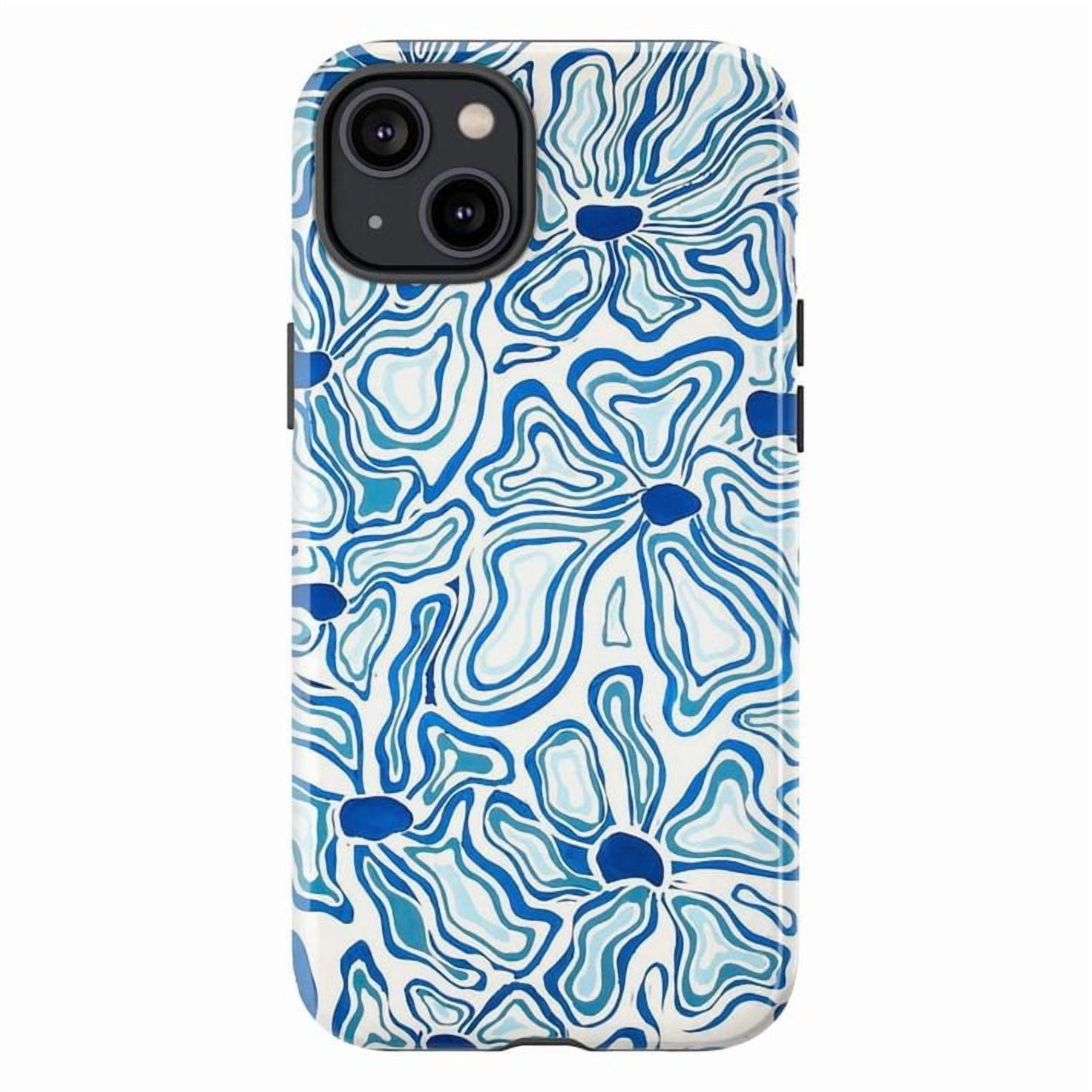 Blue Abstract Floral Phone Case | Modern Artistic Flower Pattern Cover ...