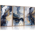 thumbnail image 1 of Blue Abstract Framed Canvas Wall Art Set, Blue Golden Aesthetic Wall Decor, Navy Blue Gold Wall Painting, Neutral Modern Art Print for Living Room, Bedroom, Dining Room, Office 16"x24"x3, 1 of 6