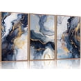 thumbnail image 1 of TOARTi Blue Abstract Framed Canvas Wall Art Set, Blue Golden Aesthetic Wall Decor, Navy Blue Gold Wall Painting, Neutral Modern Art Print for Living Room, Bedroom, Dining Room, Office 16"x24"x3, 1 of 6