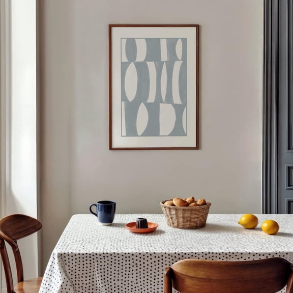 Blue Abstract Geometric Art Poster Modern Minimalist Home Decor, 8x12 UNFRAMED