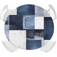 thumbnail image 1 of Blue Abstract Geometric Round Fitted Tablecloth with Elastic Edged, Patchwork Modern Art Waterproof Oil Proof Table Cover for Dinner Outdoor Picnic Wedding Party - Fits 36" - 44" Round Tables, 1 of 6
