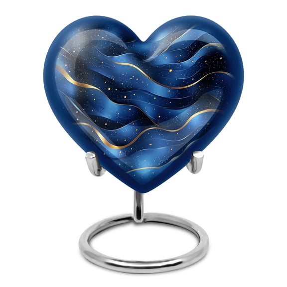Blue Abstract Heart Urn For Human Ashes Adult Women - Blue Abstract Urns for Human Ashes Adult - Funeral Urns For Mom - Cremation Urn - 3inch, Small/Mini Size - Single 1Pcs