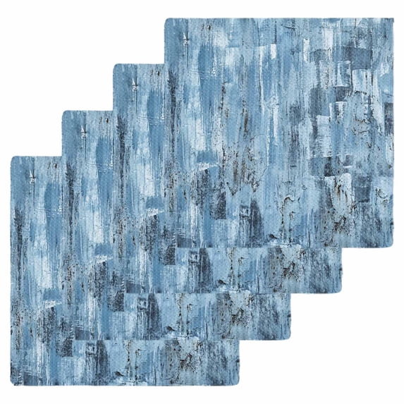 Blue Abstract Kitchen Dish Towels for Drying Dishes Set of 4, Vintage Geometric Gradient Oil Painting Simple Waffle Weave Microfiber Hand Tea Bathroom Towels Quick Dry & Absorbent Towel 12x12