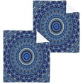 thumbnail image 1 of Blue Abstract Mandala Pattern Washcloth 12x12in Set, 4 Pack Absorbent Cotton Towel Square Kitchen Dishes Towels, Soft Cleaning Face Hand Towel Fast Drying Wash cloth, 1 of 7
