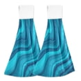 thumbnail image 1 of Blue Abstract Marble 2pcs Bathroom Hanging Towels Soft Hand Towel with Velcro Dish Towel Absorbent Tie Towels for Kitchen Toilet Tea Bar Washcloth Decor, 1 of 7