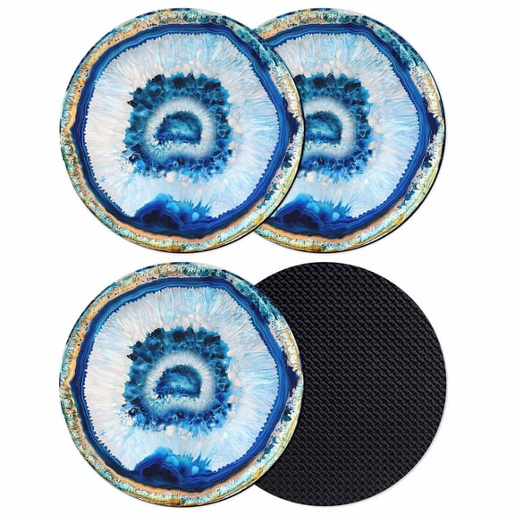 Blue Abstract Marble Coasters Set of 4, Soft Absorbent Coasters for Drinks, Modern Abstract Art Non-Slip Cup Coaster Mat with Rubber Bottom for Home Kitchen Desk Coffee Bar Table Decor 4"