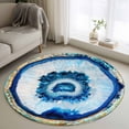 thumbnail image 1 of Blue Abstract Marble Round Area Rug 3.3 FT, Non Slip Small Entryway Kitchen Mat, Modern Abstract Art Washable Soft Circular Rug Non-Shedding Door Mat for Bathroom Playroom Kids Room, 1 of 9