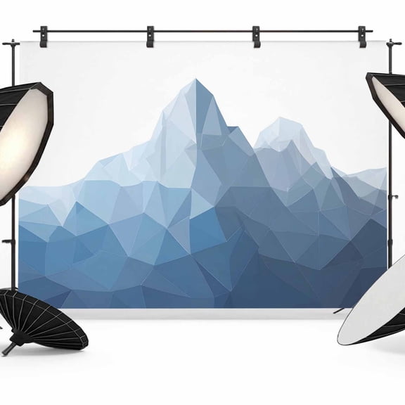 Blue Abstract Mountain Photography Backdrop 8x6FT, Color Blocks Gradual Photo Backdrops, Background for Photography Studio Photo Studio Background, Back Drop for Photoshoot