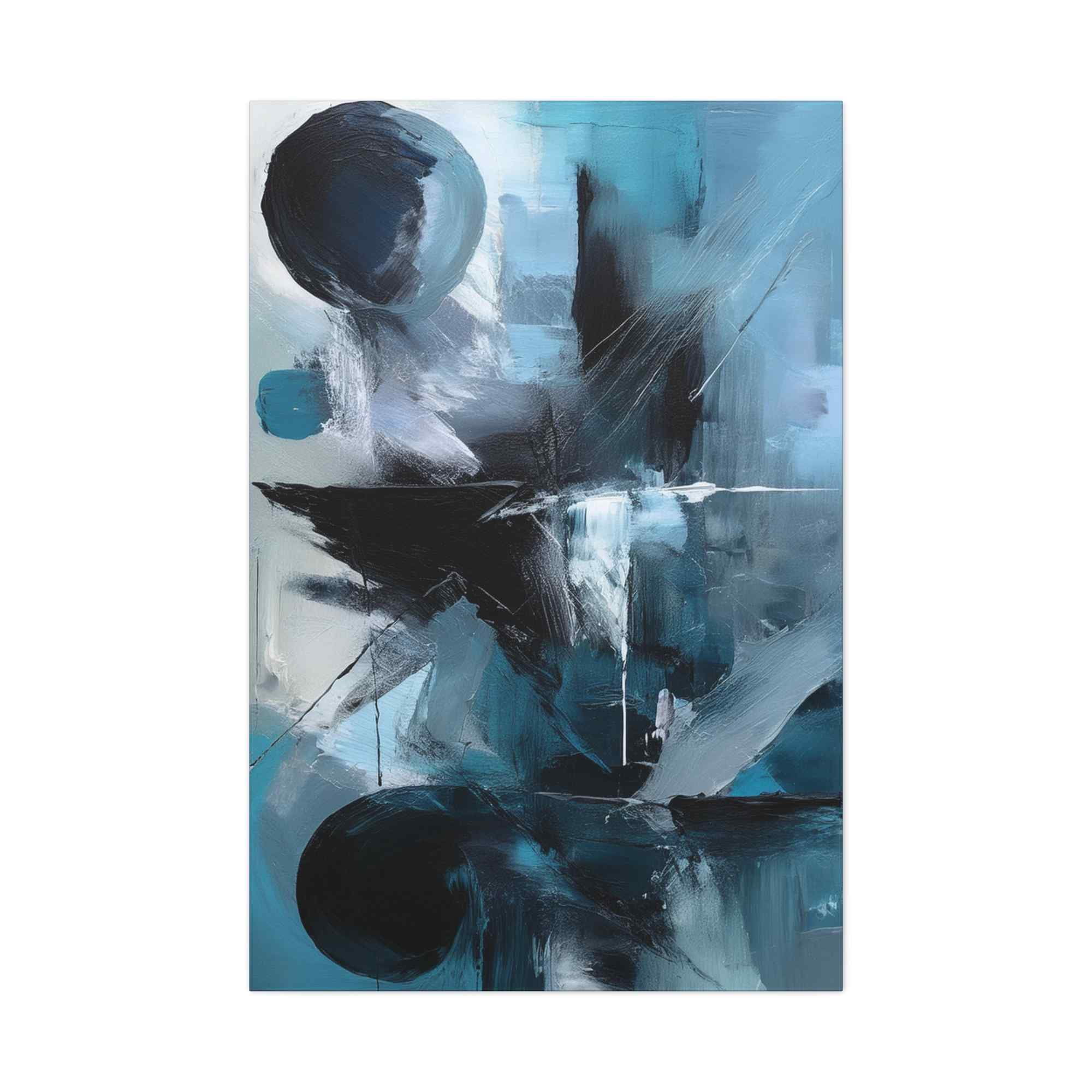 Wood Inner Frame Blue Abstract Painting Print Canvas 20x24,20x30,24x30, 24x32,24x36 ...