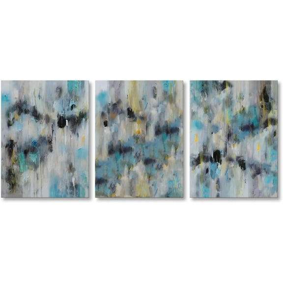 Blue Abstract Painting Set of 3 Pieces Wall Art Modern Canvas Artwork for Living Room Bedroom Decor (Blue) 12×16 inch