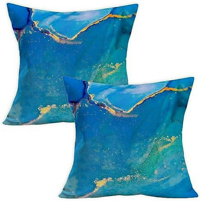 Blue Abstract Pillow Covers 20x20 Inch Set of 2 Bright Cobalt Blue
