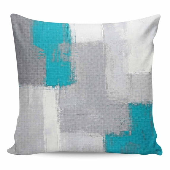 Blue Abstract Pillow Covers 24x24 Inch Decorative Throw Pillow Cover, Grey Geometric Oil Painting Vintage Gradient Sofa Pillowcases Accent Cushion Case Home Decor Bedroom Living Room