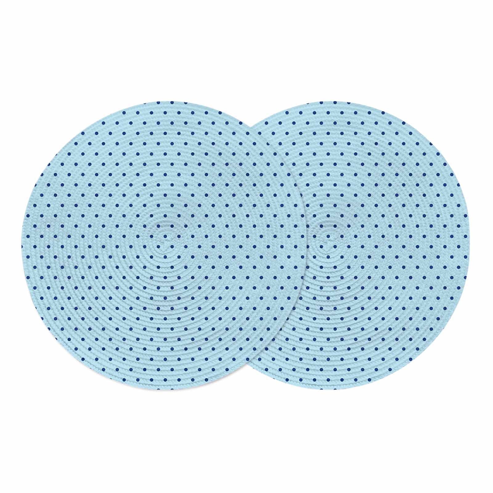 Blue Abstract Round 13 Inch Placemats Set of 2, Modern Black Polka Dots ...