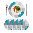 thumbnail image 1 of Blue Abstract Round 13 Inch Placemats Set of 4, Grey Geometric Oil Painting Vintage Gradient HeatResistant Non Slip Place Mats for Dining Table, Wipeable Braided Kitchen Table Mats for Housewarming, 1 of 9