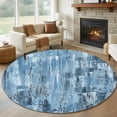 thumbnail image 1 of Blue Abstract Round Area Rug 5Ft Washable Circle Rugs for Living Room Bedroom, Vintage Geometric Gradient Oil Painting Simple Non-Slip Carpet Floor Mats Indoor Outdoor Carpet Runner Home Decor, 1 of 8