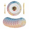 thumbnail image 1 of Blue Abstract Round Placemats Set of 8, Braided Polypropylene Place Mats, Orange Yellow Gradient Stone Brushwork Washable Table Mats for Kitchen Dinner Holiday Wedding Party Coffee Table Decor 15", 1 of 9