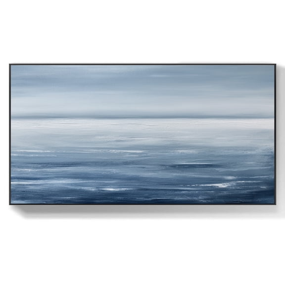 Blue Abstract Seascape Wall Decor Large Abstract Ocean Landscape Light Blue Canvas Painting Living Room Wall Decor,Unstretched,Frameless,(41*61cm)16*32Inches