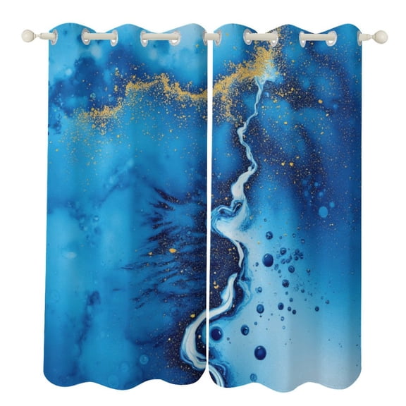 Blue Abstract Splash Art Luxury Window Curtains Blinds for Living Room Bedroom Bathroom Kicthen Door Home Decor 2 Panels