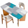 thumbnail image 1 of Blue Abstract Table Cloths for 6 Foot Rectangle Tables, Grey Geometric Oil Painting Vintage Gradient Patio Waterproof Elastic Fitted Tablecloths, Washable Rectangular Table Cover for Camping, 1 of 8