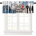 Blue Abstract Valances Curtain Retro Rustic Fork Spoon Tableware Quotes ...