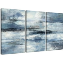 Blue Abstract Wall Art-Grey Abstract Picture 3 Piece Living Room Office Canvas Wall Art Print Wall Painting Modern Artwork for Home Bedroom Wall Decor