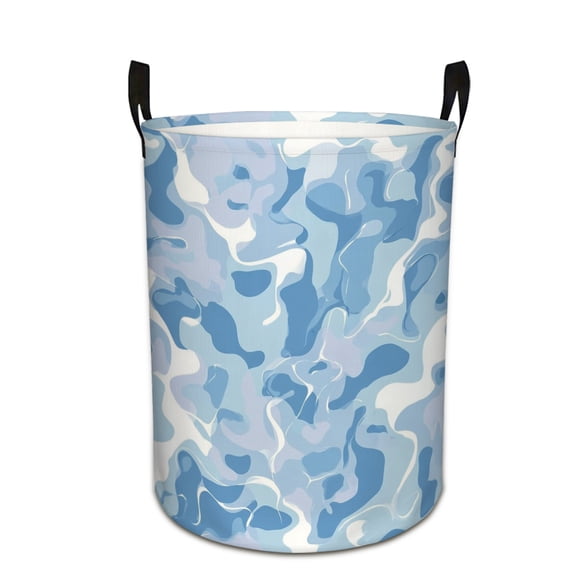 Blue Abstract Water Ripples Print Extra Large Foldable Laundry Basket Stylish Easy to Use for Bedroom Bathroom Laundry Room Oxford Fabric Storage Bin