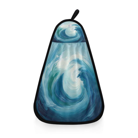 Blue Abstract Waves Hanging Towel Hand Towel 16.53x12.20in Quick-Drying for Kitchen and Bathroom Use