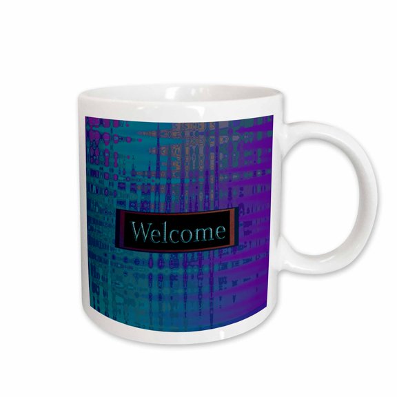 3drose, Blue Abstract Welcome, 11oz Mug