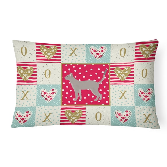 Blue Abyssinian Cat Love Canvas Fabric Decorative Pillow Red