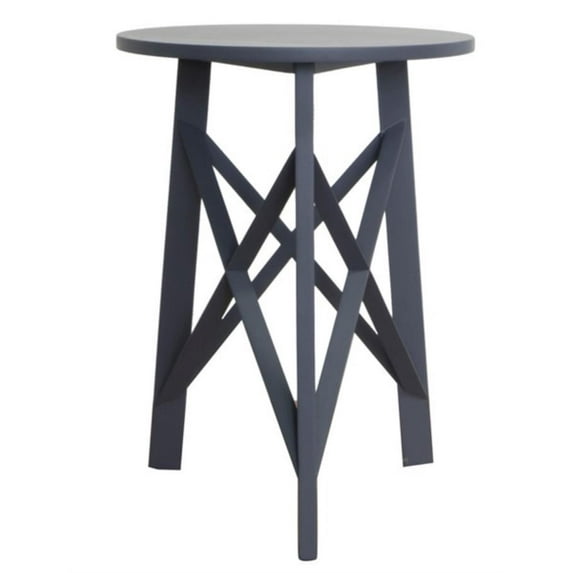 Blue Acacia Wood Harbor Town Accent Table