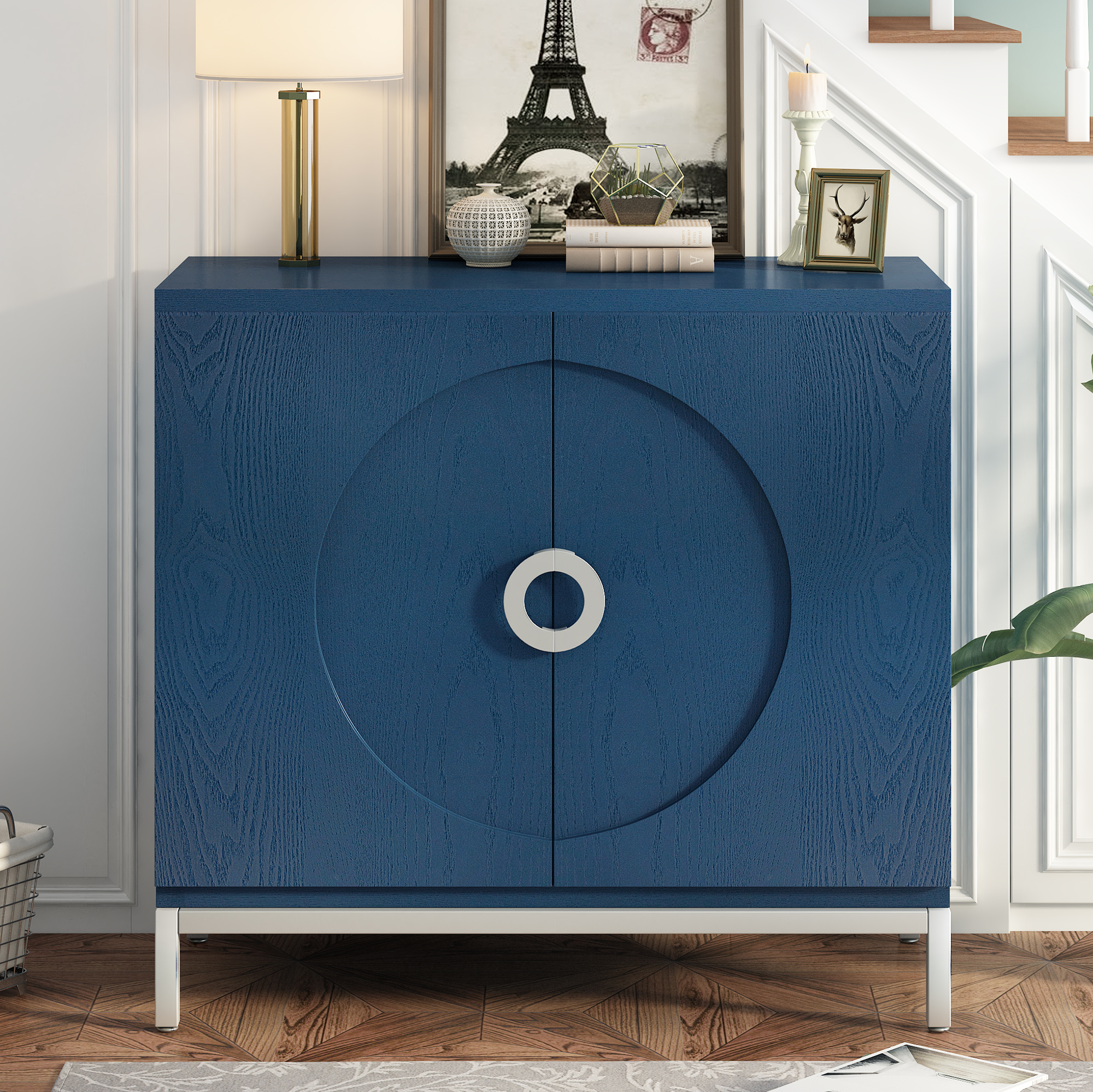 Blue Accent Modern Storage with Adjustable Shelves and