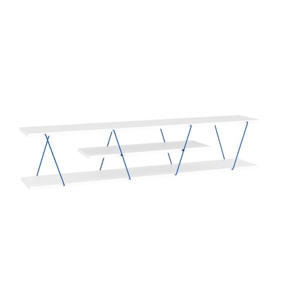 Blue Accent Color - Open Shelving Style - Den - Trendy TV Unit